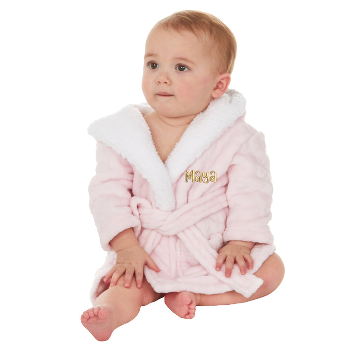 Personalised Baby Circles Embossed Pink Robe