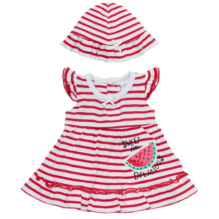 Baby Girl Striped Dress and Hat Outfit