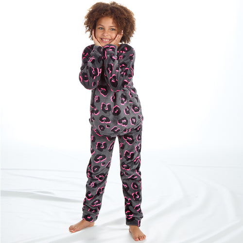 Girls Leopard Neon Lounge Set
