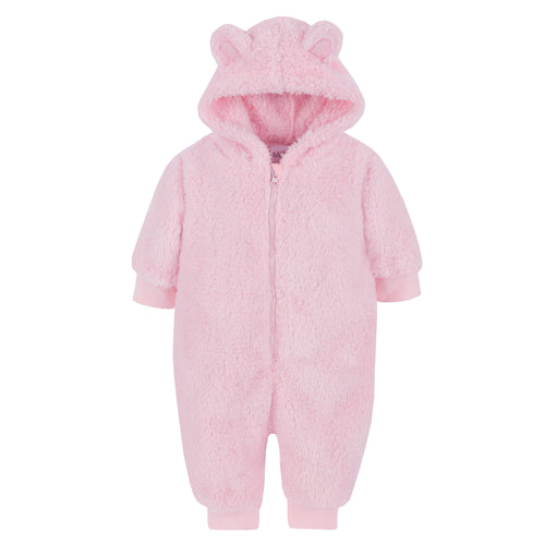 Baby Snuggle Hooded Onesie Pink