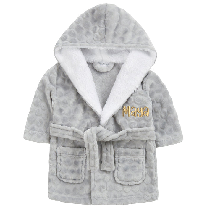 Personalised Baby Circles Embossed Grey Robe