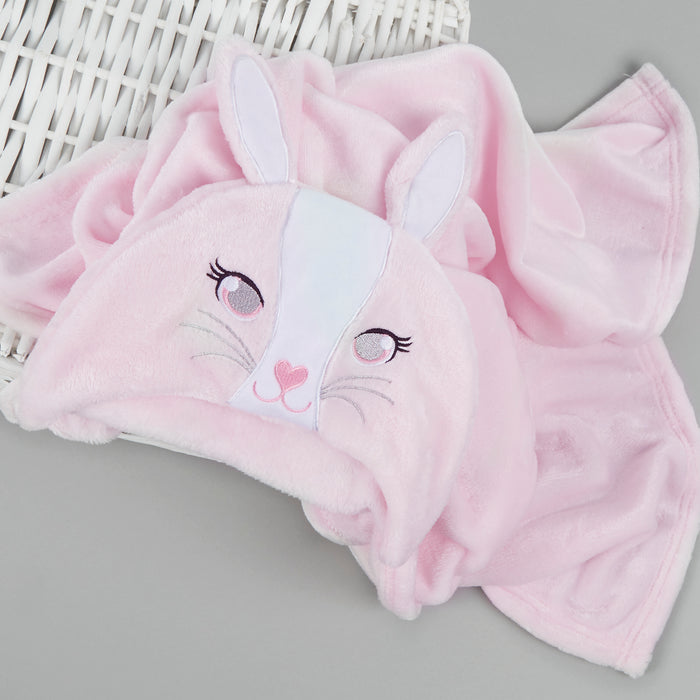 Baby Bunny Hooded Pink Blanket