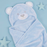 Baby Bear Hooded Blue Blanket