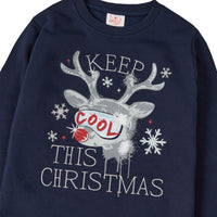Kids Christmas Sweatshirt With Cuffed Hems Navy