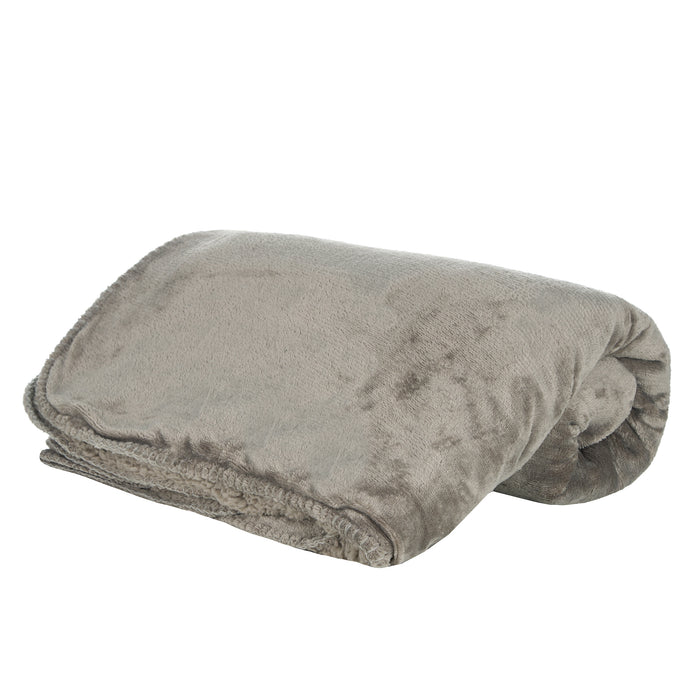 Double Layer Fleece Sherpa Blanket 140x180cm Grey