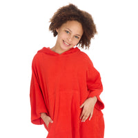 Girls Red Towelling Beach Cover Up 