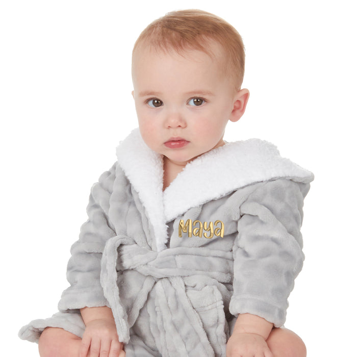 Personalised Baby Circles Embossed Grey Robe