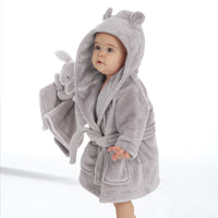Baby Grey Bunny Robe and Comforter Set