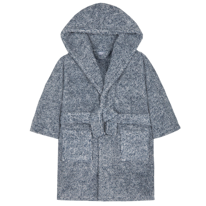 Kids Two Tone Snuggle Hooded Dressing Gown Navy