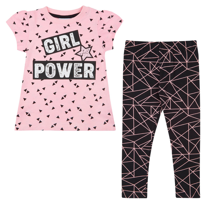 Girls Geometric T-Shirt and Leggings Outfit