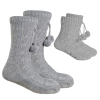 MINI ME Womens and Girls Grey Knitted Matching Socks