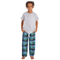 Boys T-Shirt and Woven Bottoms Check Pyjama Set Grey