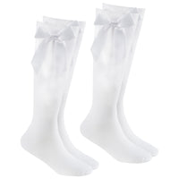 Girls Knee High Socks with Bow 2 Pairs