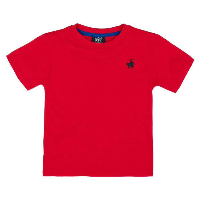 Boys Short Sleeved Embroidered Essential T-Shirt Red