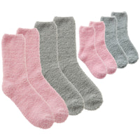 MINI ME Womens and Girls 4 Pairs Pink and Grey Matching Bed Socks 
