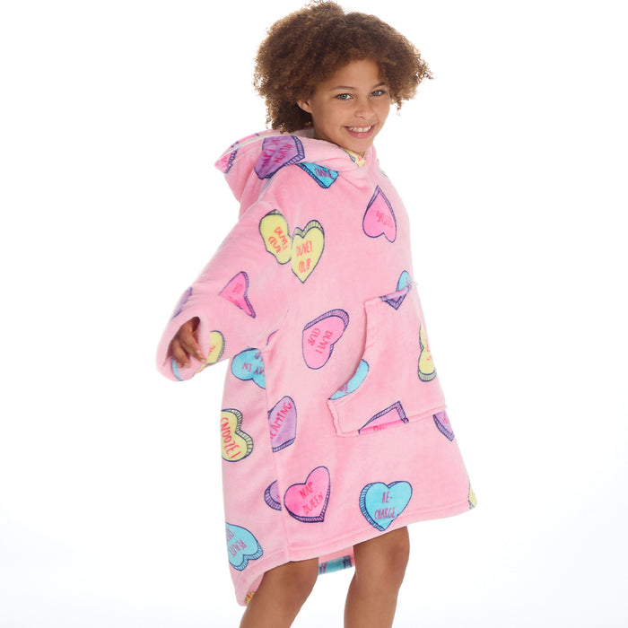 Girls Love Hearts Oversized Blanket Hoodie