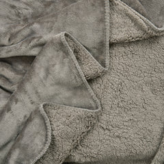 Double Layer Fleece Sherpa Blanket 140x180cm Grey