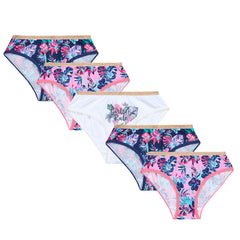Girls 100% Cotton Flowers Briefs 5 Pack