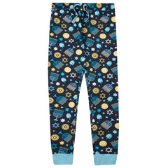 Mens Chanukah Theme Pyjamas Sets Navy	
