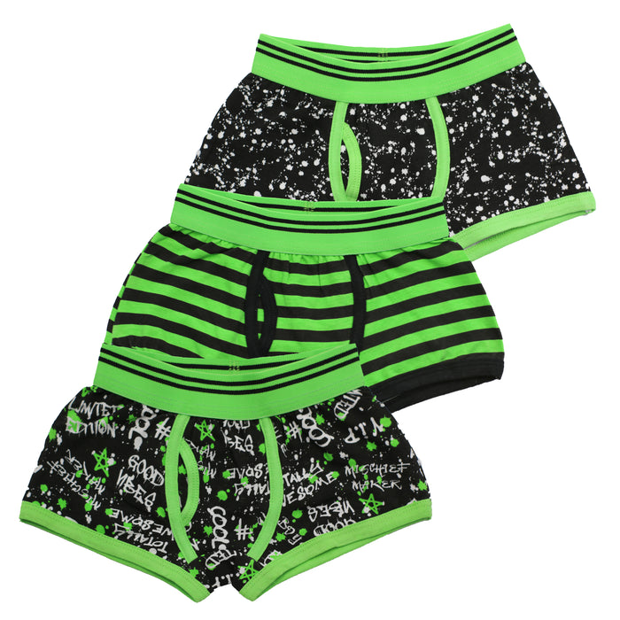 Boys Trunks Fit Boxers Cotton Rich Underwear 3 Pack Neon