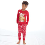 Boys Girls Christmas Theme Long Sleeved Pyjama Sets Red Teddy