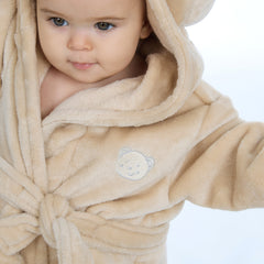 Personalised Baby Bear Ears Beige Robe