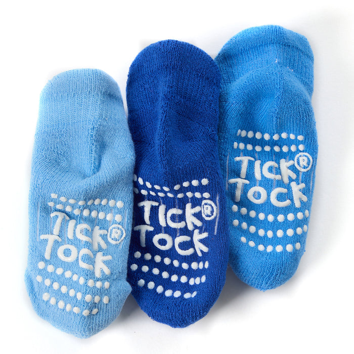 Baby Non Slip Blue Terry Socks 3 Pairs