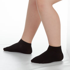 Kids 6 Pairs Plain Bamboo Trainer Liner Socks Black