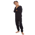 Boys Plain Cotton Rich Tracksuit Sweatshirt and Joggers Set Black