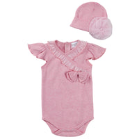 Baby Girls Rose Bodysuit and Hat Outfit