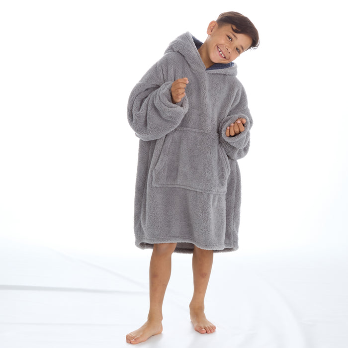 Boys Warm Snuggle Oversize Giant Hoodie Grey