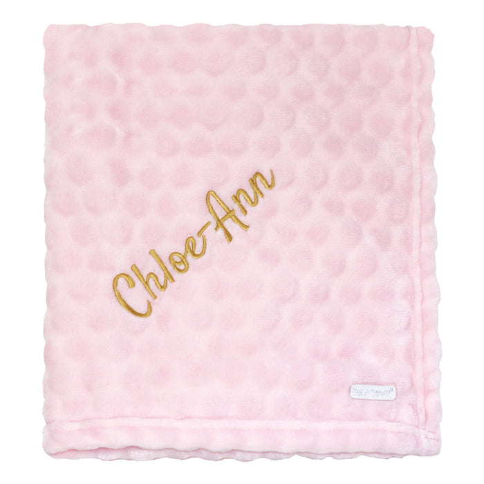 Personalised Baby Circles Embossed Pink Blanket