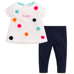 Baby Girls Pom Pom T-Shirt and Leggings Outfit