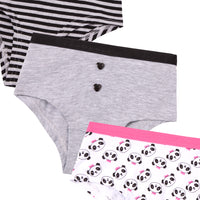 Girls Cotton Panda Hipster Shorts 3 Pack