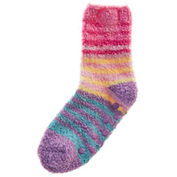 Baby Girls Sherpa Slipper Socks with Grippers Pink Yellow