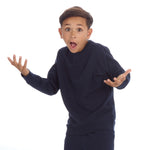 Boys Plain Cotton Rich Tracksuit Sweatshirt and Joggers Set Navy