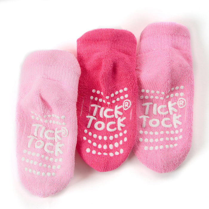 Baby Non Slip Pink Terry Socks 3 Pairs
