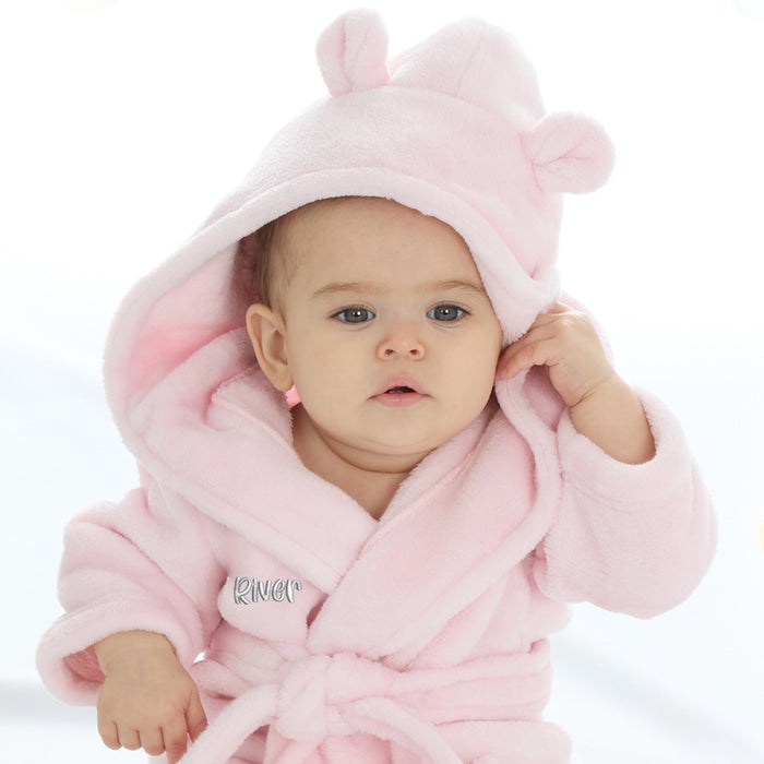 Personalised Baby Bear Ears Pink Robe