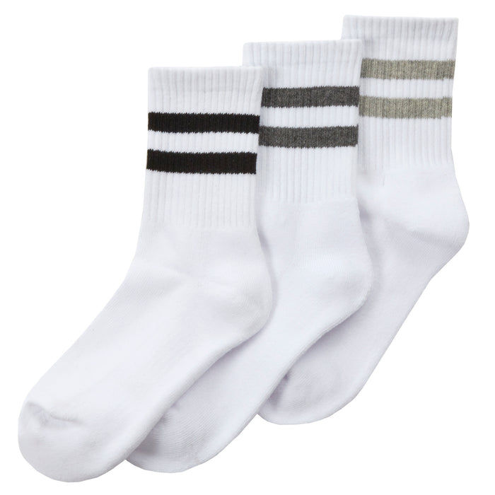 Boys Cotton Rich White Sport Socks with Grey Stripe