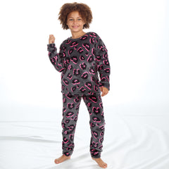 Girls Leopard Neon Lounge Set 