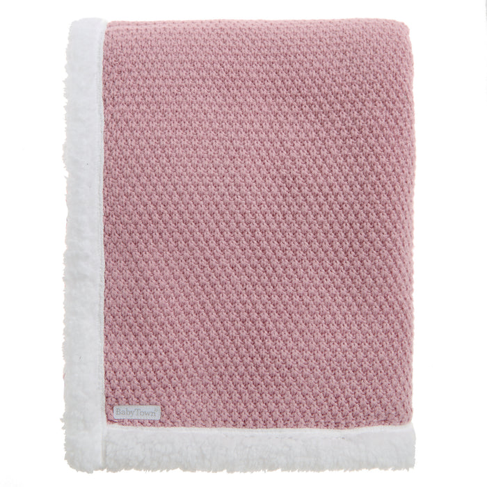 Baby Knitted Sherpa Pink Blanket