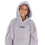 Personalised Boys Grey Plain Oversized Blanket Hoodie