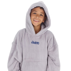 Personalised Boys Grey Plain Oversized Blanket Hoodie