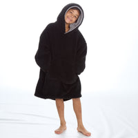 Boys Warm Snuggle Oversize Giant Hoodie Black