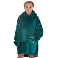 Girls Shimmering Teal Oversized Blanket Hoodie