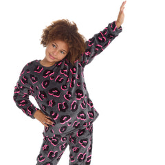 Girls Leopard Neon Lounge Set 