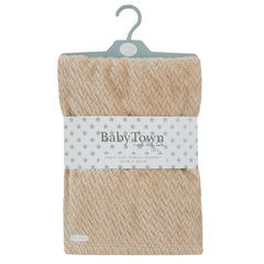 Baby Girls Boys Unisex Chevron Fleece Blanket Beige