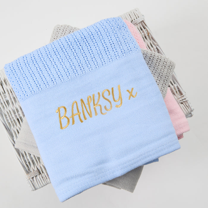 Personalised Baby Cellular Blue Blanket 