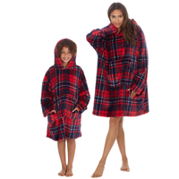 MINI ME Womens and Girls Matching Blanket Hoodie Red Check