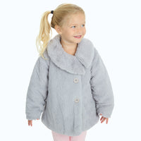 Girls Fluffy Warm Winter Faux Fur Jacket Grey